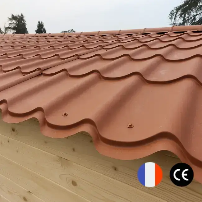 Toles de toiture en acier – Imitation tuile – 5 m x 1,16 m Tole-imitation-tuile.fr