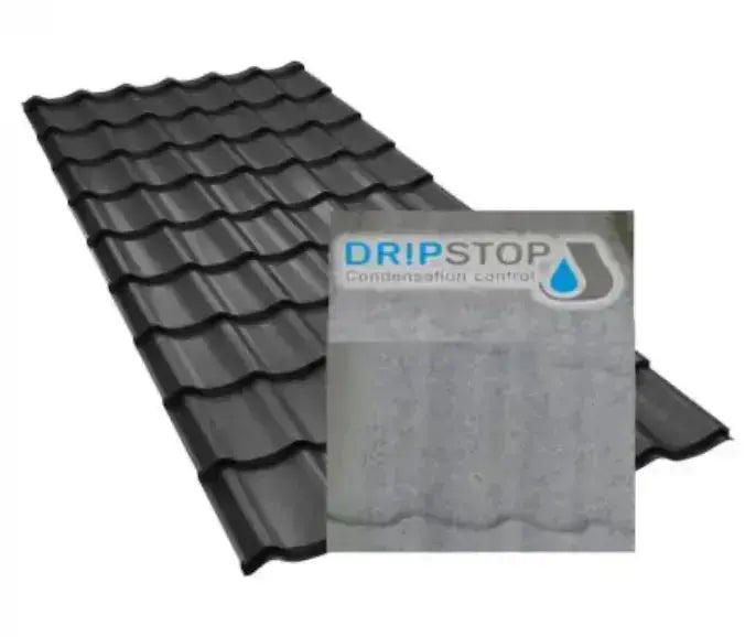 TÔLE imitation tuile DRIPSTOP - 4 m x 1m20 avec feutre régulateur de condensation Tole-imitation-tuile.fr
