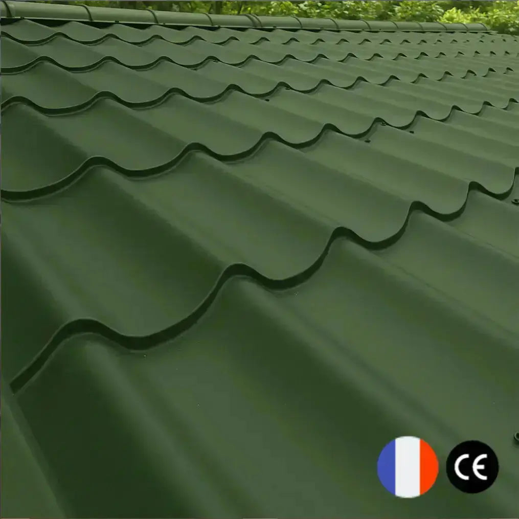 Toles de toiture en acier – Imitation tuile – 1m50 m x 1,16 m Tole-imitation-tuile.fr