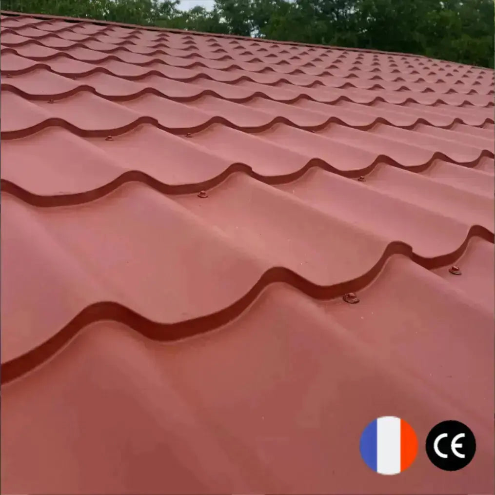 Toles de toiture en acier – Imitation tuile – 1,85 m x 1,16 m Tole-imitation-tuile.fr