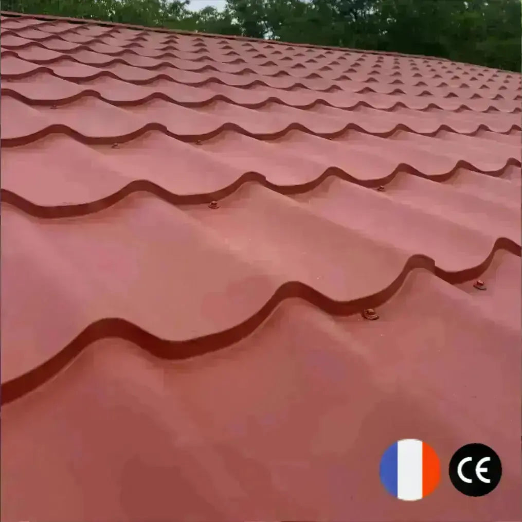Toles de toiture en acier – Imitation tuile – 1,67 m x 1,16 m Tole-imitation-tuile.fr