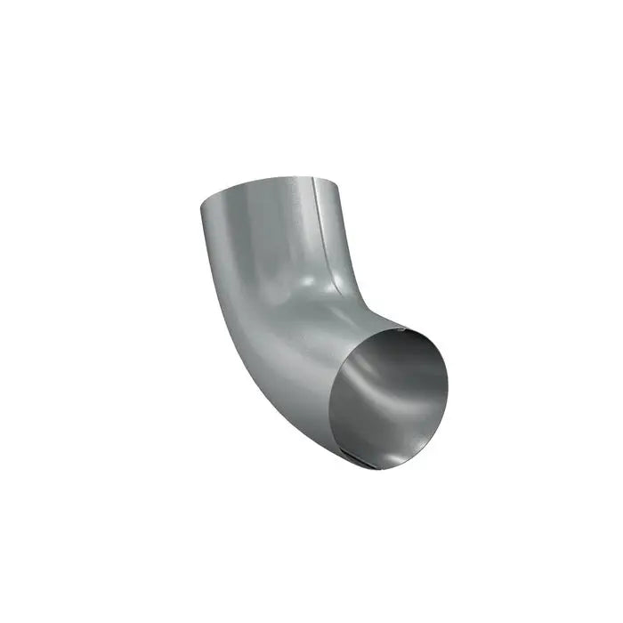 Coude 60° de raccord de gouttière pour système d’eaux pluviales, en métal, finition brillante, Ø 90 × 0,6 mm. Tole-imitation-tuile.fr