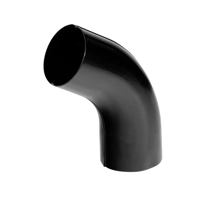 Coude 60° de raccord de gouttière pour système d’eaux pluviales, en métal, finition brillante, Ø 90 × 0,6 mm. Tole-imitation-tuile.fr