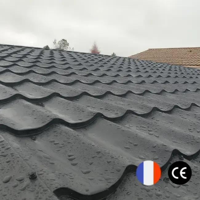 Toles de toiture en acier – Imitation tuile – 4,65 m x 1,16 m Tole-imitation-tuile.fr