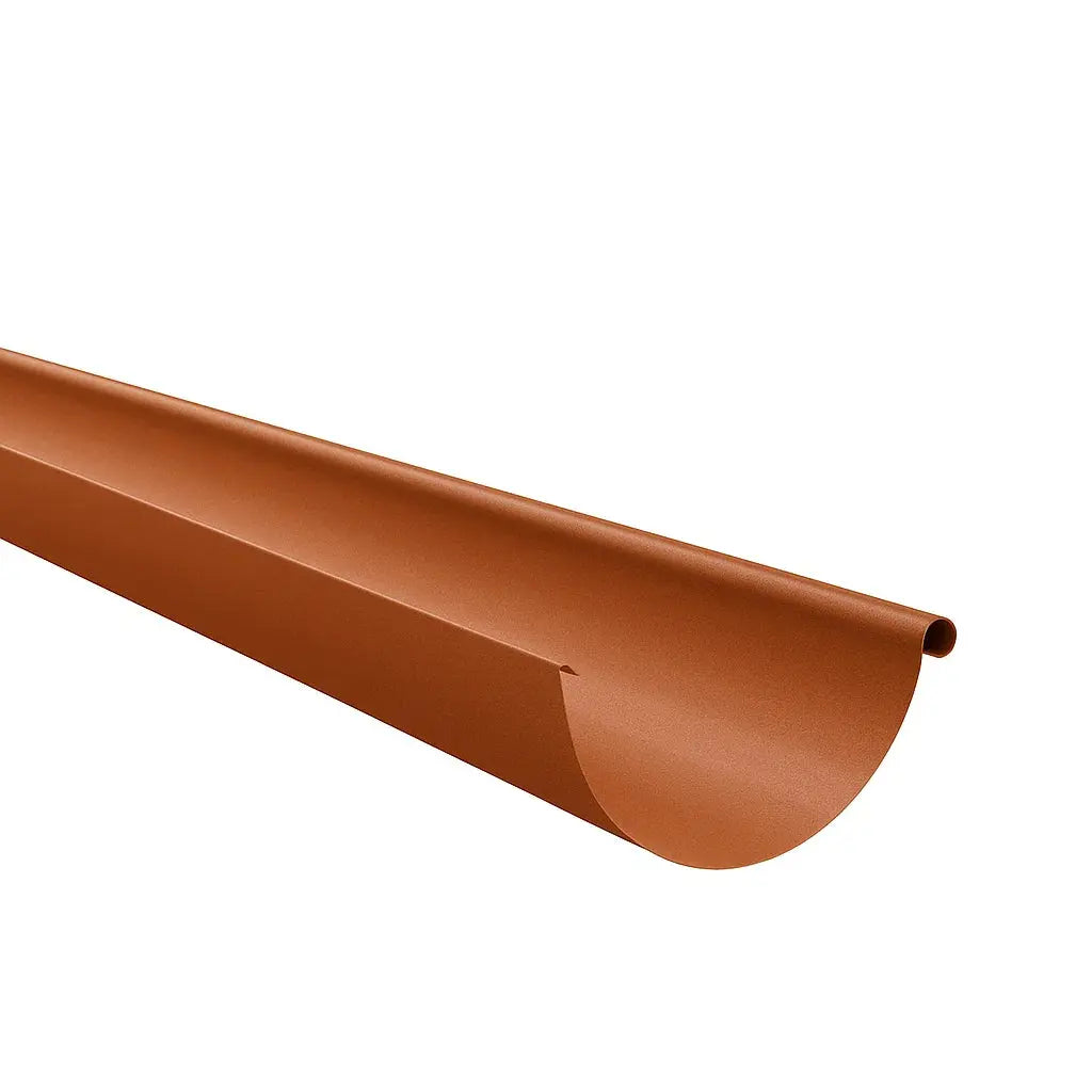 Gouttière pour système d’eaux pluviales, en métal, couleur brique (RAL 8004), finition brillante, Ø 150 mm, longueur 4 m. Tole-imitation-tuile.fr